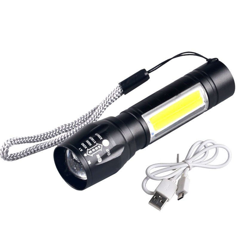 Mini LED Flashlight Tactical Pocket COB LED Torch 500 Lumen Zoomable 4 Modes Micro Rechargeable LED Flashlight