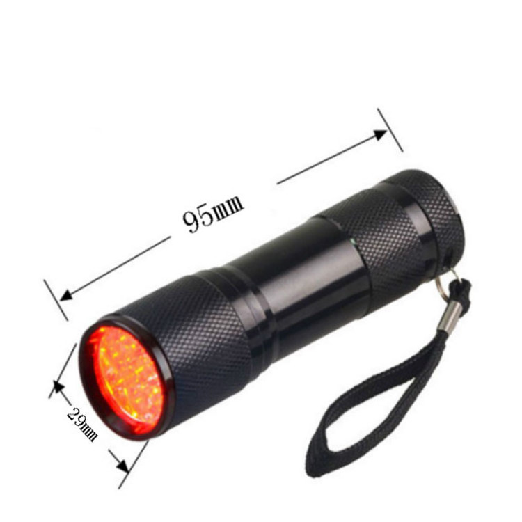 9 LED Aluminum Torch Light Red Beam 625nm Flashlight Vein Finder Aluminum Alloy Body Dry Battery Power Supply Emergency