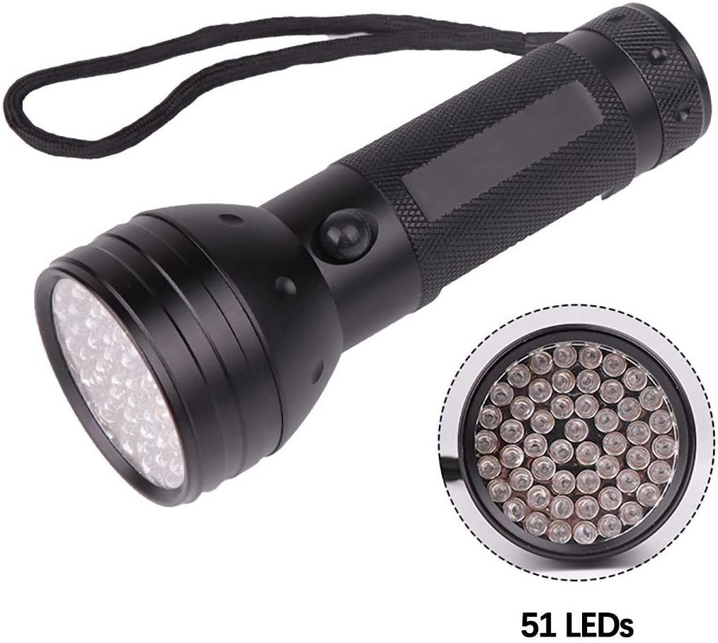 395 Scorpion UV Flashlight Waterproof UV Blacklight Flashlight 51 LED 395 Ultraviolet for Scorpion Pet Urine Detect