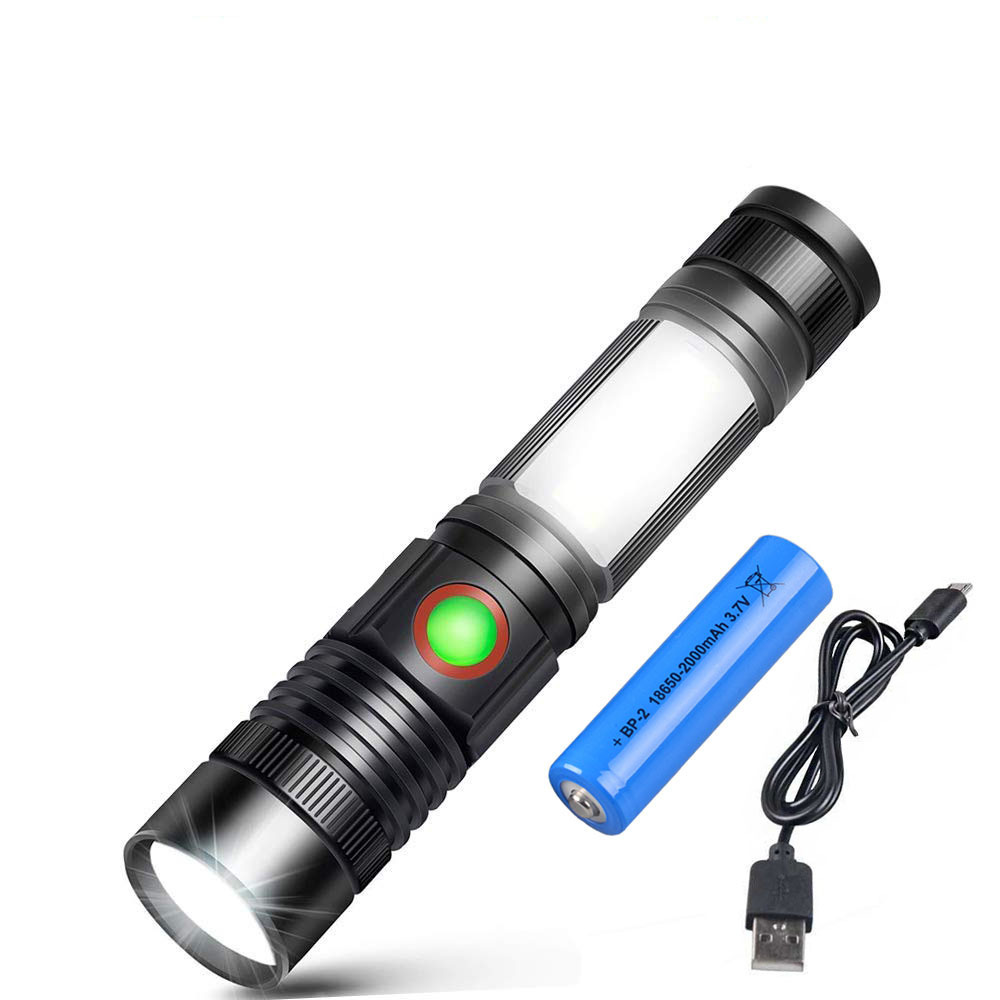 Wholesales Pocket USB C Rechargeable Magnetic 4 Lighting Modes XML-T6 LED Flashlight With COB Work Light Include 18650 Battery