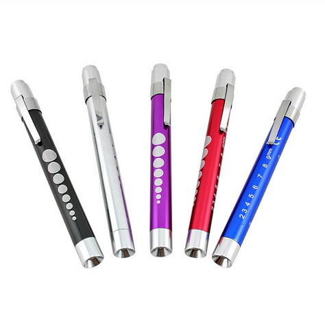 Factory Wholesales Battery Operated Pen Torch Examination Penlight Pupil Gauge Colorful Medical LED Pen Flashlight