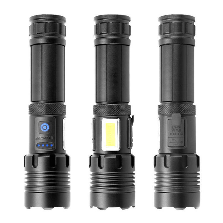 High Lumen 10000 Lumen USB Rechargeable Handheld XHP70 LED Tactical Flashlight Bright Emergency Flash Light With Side COB