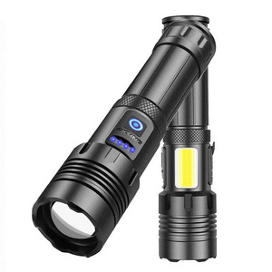 High Lumen 10000 Lumen USB Rechargeable Handheld XHP70 LED Tactical Flashlight Bright Emergency Flash Light With Side COB