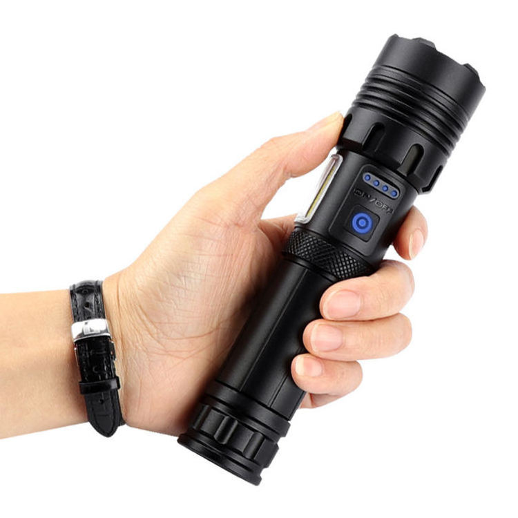 High Lumen 10000 Lumen USB Rechargeable Handheld XHP70 LED Tactical Flashlight Bright Emergency Flash Light With Side COB