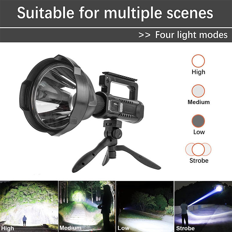 Rechargeable Spotlight Flashlight High Lumens XHP50/P70 Super Bright Led Searchlight Handheld Spotlight for Camping Emergencies