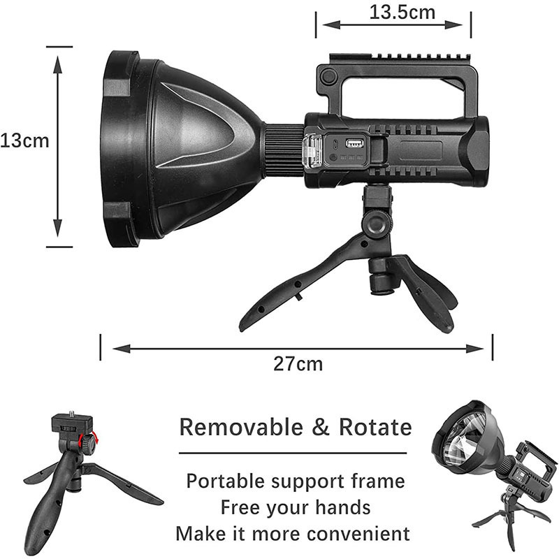 Rechargeable Spotlight Flashlight High Lumens XHP50/P70 Super Bright Led Searchlight Handheld Spotlight for Camping Emergencies