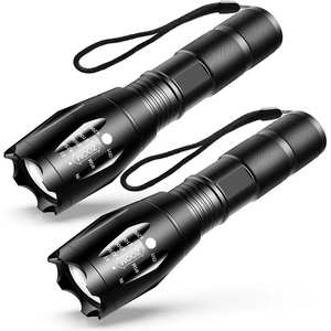 2 Pack Waterproof Tactical Flashlight 5 Modes 3000 High Lumens Led Waterproof Handheld Flashlight for Camping Biking Hiking