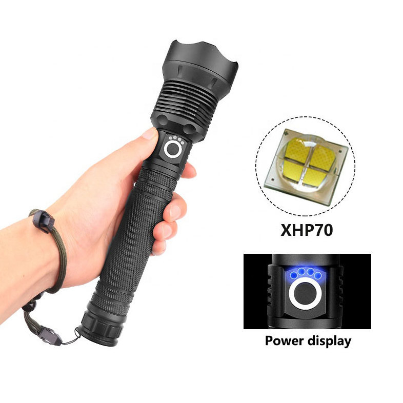 Big Torch Light Black Convoy Zoomable Flashlight Xhp70 Led Custom Torch Lighters