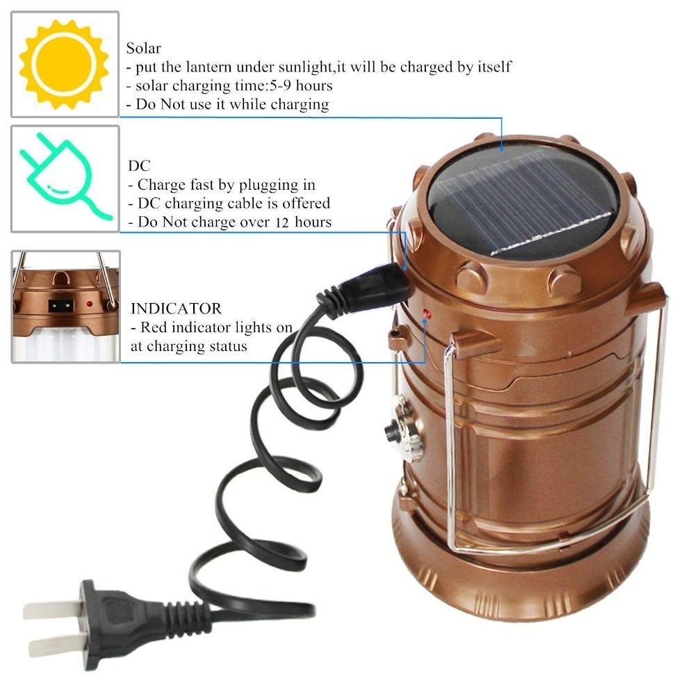 2 Pack Handheld Lantern 5v USB Charger Solar Rechargeable LED Camping Lantern For Hurricane