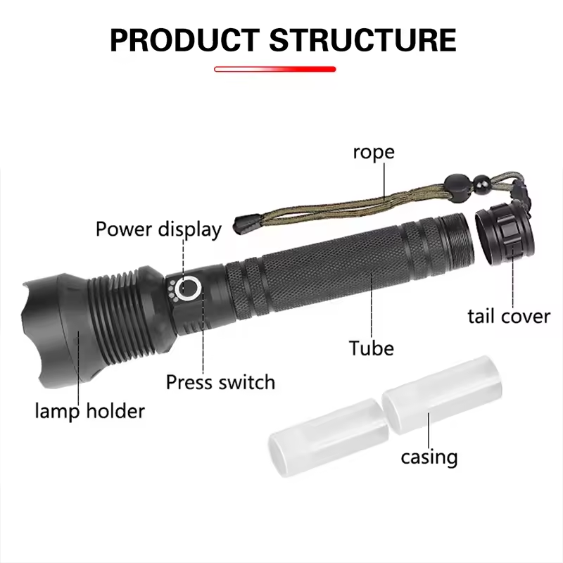 Super Bright High Intensity Torch 100000 Lumens High Power Touch Light Led Flashlight Torch Led Waterproof Flashlight  IP65