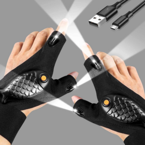 USB LED Flashlight Gloves Lights Rechargeable Fingerless Gloves Mechanics Plumbers Repair Fishing  Road Landscape Working