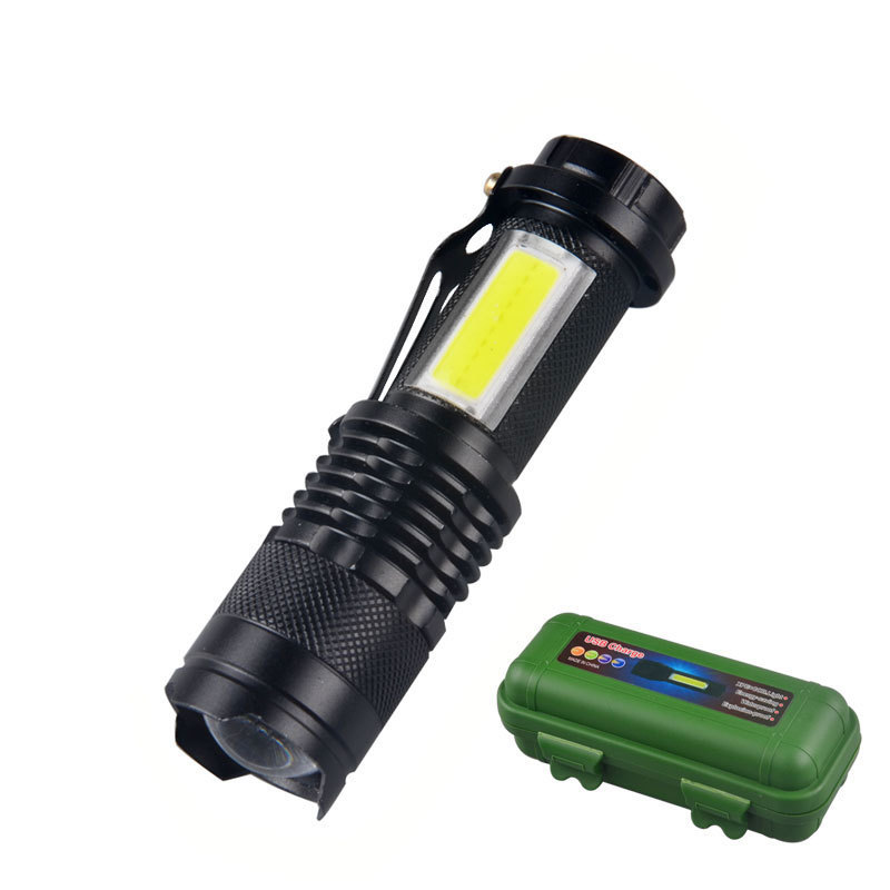 Micro USB Mini Powerful 3W XPE LED Flashlight Built-in 14500 Battery Zoom Rechargeable Flashlight With Clip