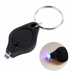 Mini Portable 365nm 395nm UV LED Flashlight Keychain Plastic Torch Curing Glue Detection Fluorescent Banknote Emergency