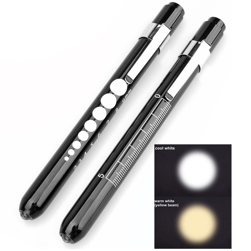 Aluminum Alloy Nurse Penlight with Pupil Gauge LED Medical Pen Lights for Nursing Doctors