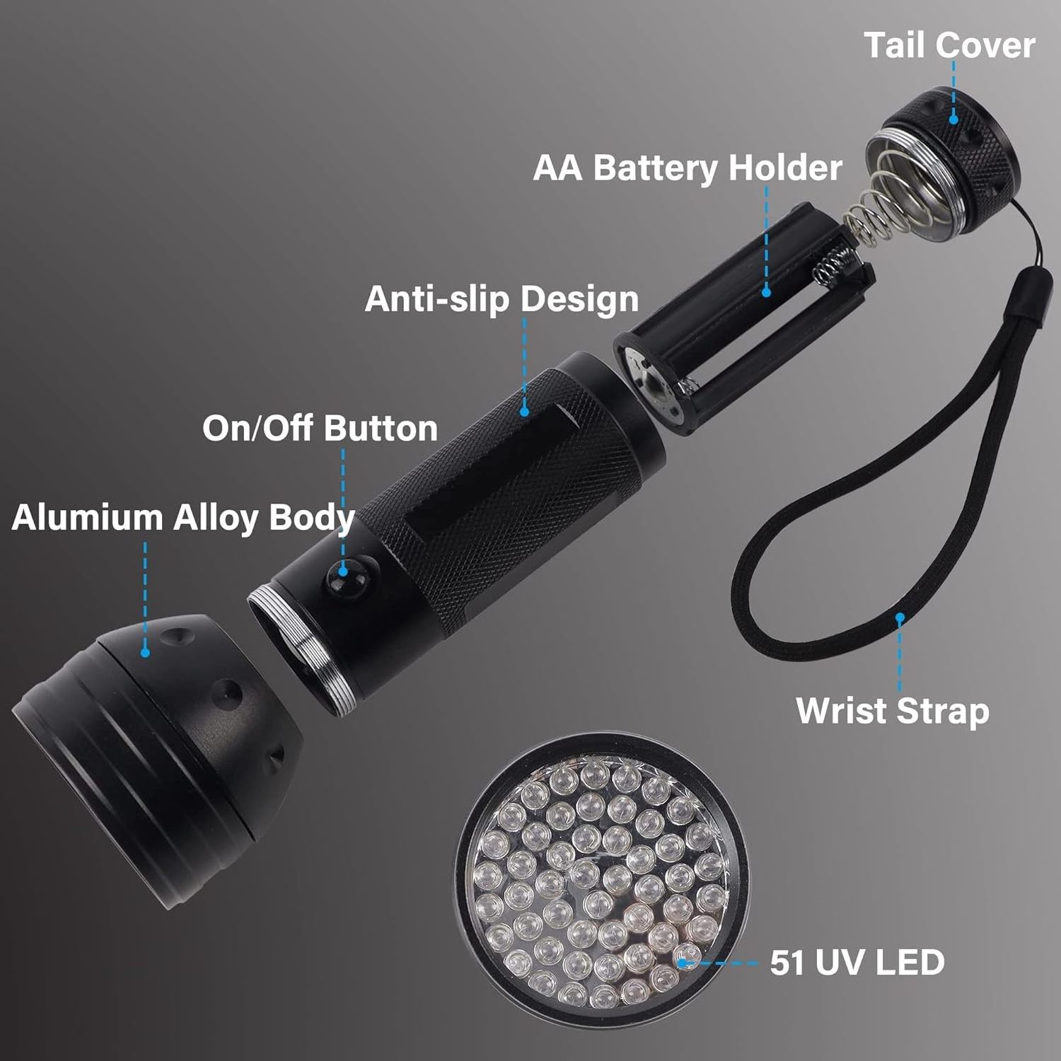 UV LED Flashlight 51 LED Black Light AA Battery  Pet Urine Detector Dry Stains Scorpions Finder 395 nm Blacklight Flashlite