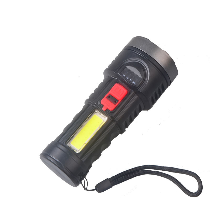 Super Bright Outdoor Portable Flashlight USB Rechargeable Searchlight ABS Plastic With COB