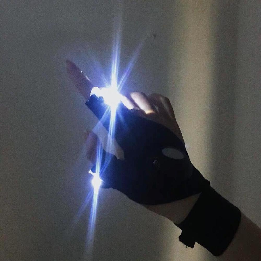 LED Flashlight Glove Torch Outdoor Auto Repair Lighting Half Finger Glove Outdoor Sports