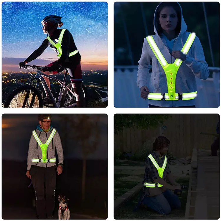 High Visibility LED Flashing Security Reflective Vest with Adjustable Straps Running vest