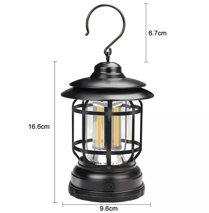 Outdoor Hanging Warm White LED Camping Tent Lantern USB Rechargeable Waterproof Retro Railroad Lantern Lamp With Hook