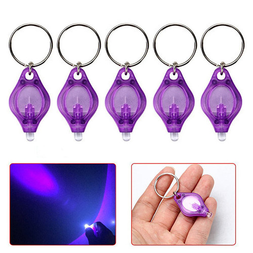 Mini Portable 365nm 395nm UV LED Flashlight Keychain Plastic Torch Curing Glue Detection Fluorescent Banknote Emergency