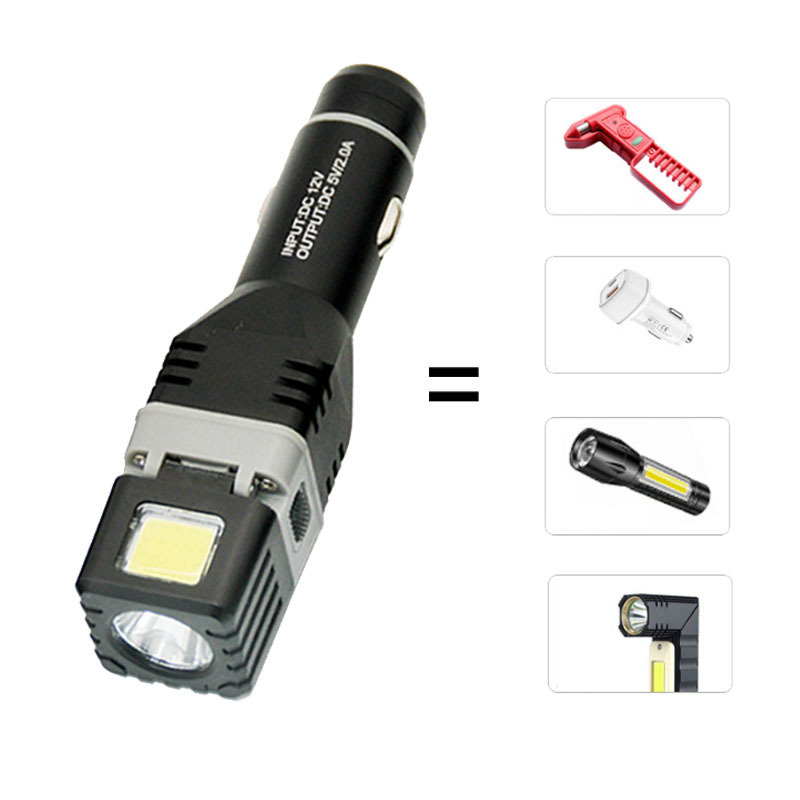 Rechargeable LED Car Lighter Torch Usb Rechargeable Led Multi Function Flashlight For Emergency