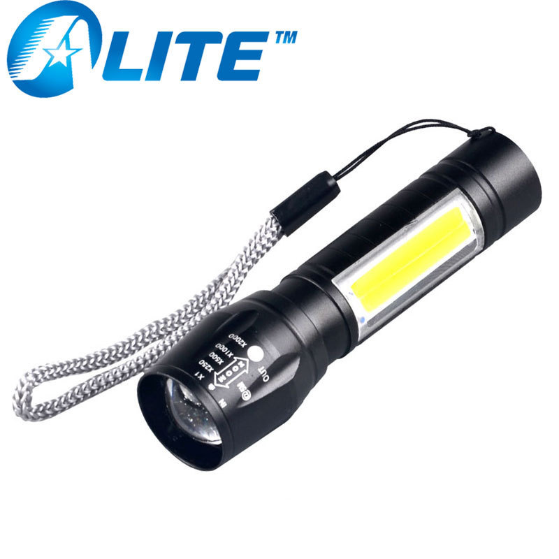 Mini LED Flashlight Rechargeable With COB Reader Lamp Adjustable Focus and 3 Light Modes For Camping Hiking