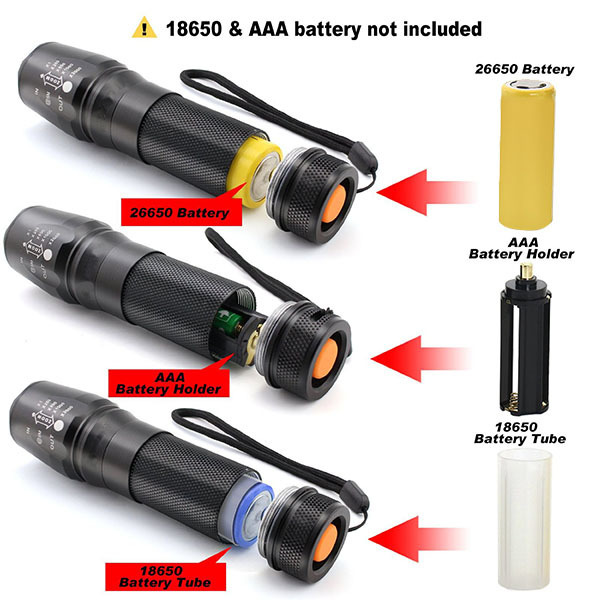 Alite YT-E26 Type 26650/18650 Rechargeable Battery Most Powerful Led Flashlight Holster X800 Flashlight