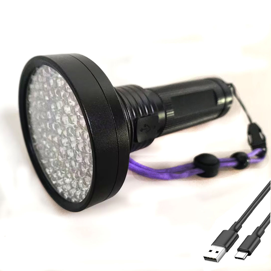 High Power 395nm 100 LED UV Flashlight Super Bright Rechargeable Black Light Torch For Scorpion & Pet Urine Finding