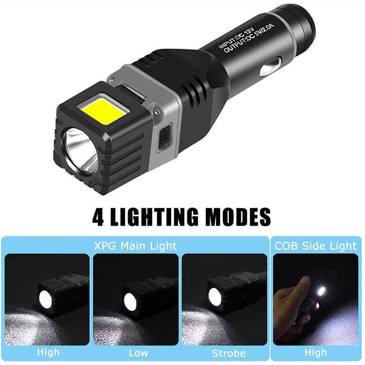 Rechargeable LED Car Lighter Torch Usb Rechargeable Led Multi Function Flashlight For Emergency