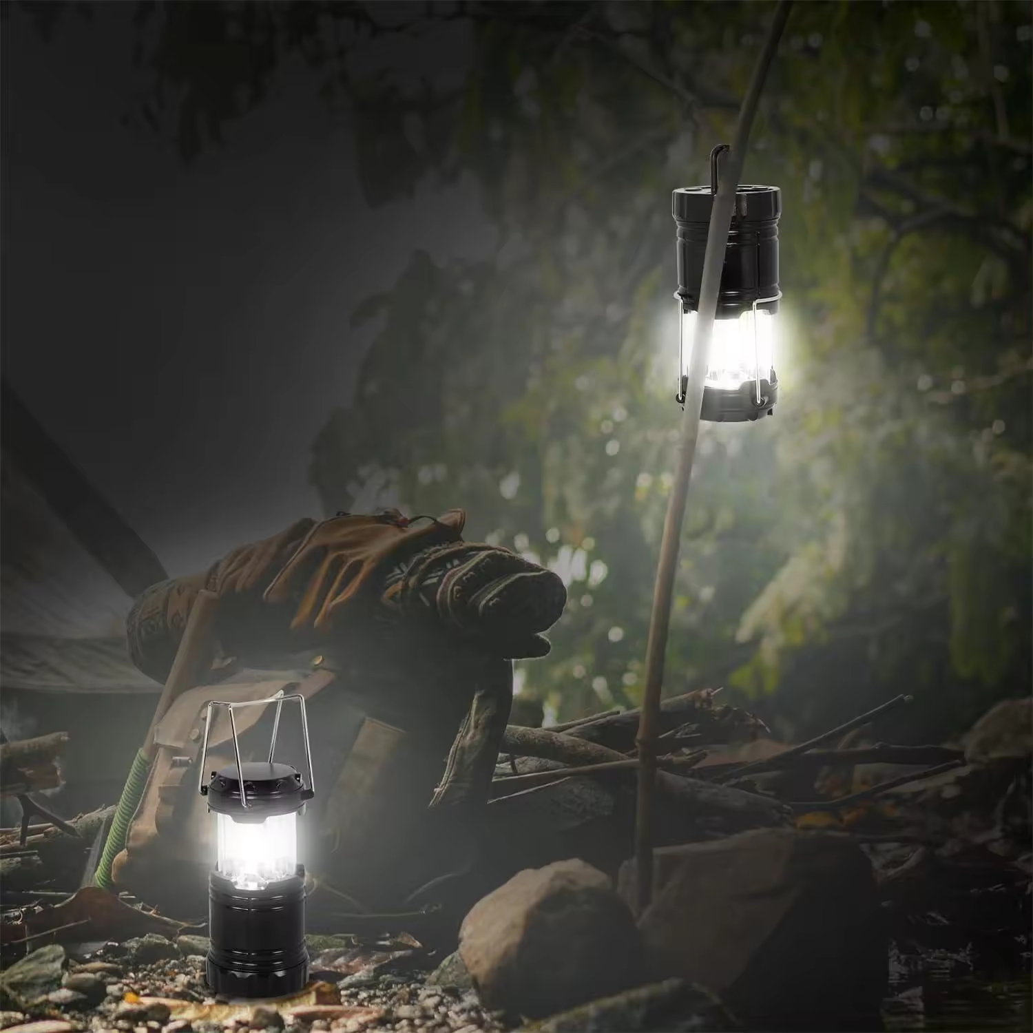 USB-C Hot Sale Collapsible LED Telescopic Light Solar Charge Emergency Lamp Camping Lantern With 3AA Battery