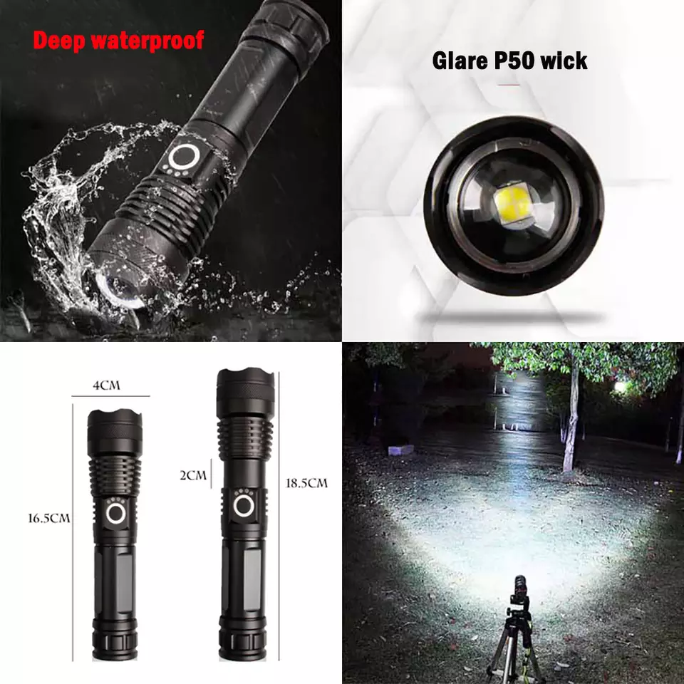 Custom Military Style Tactical Flashlight Xhp90 Led Torch Power Bank Zoom Torchlight Rechargeable Spotlight Flashlight