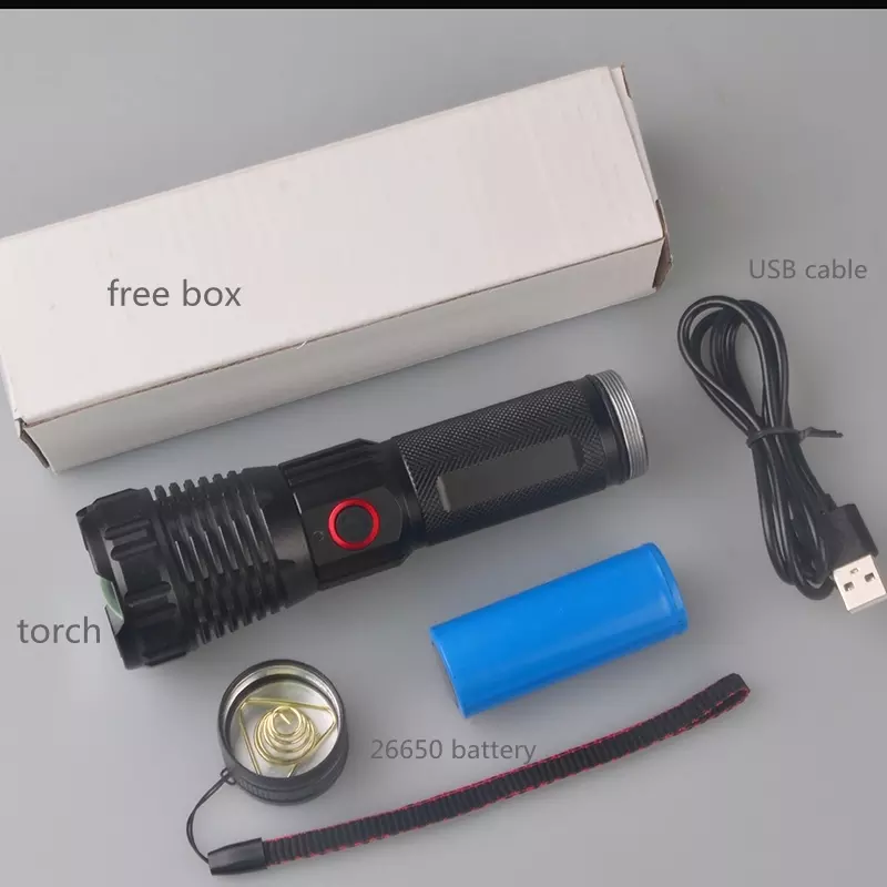 20Watt High Power Tactical XHP90.2 LED Flashlight 2500 lumens Zoom Power Bank Lampe Torche Rechargeable USB