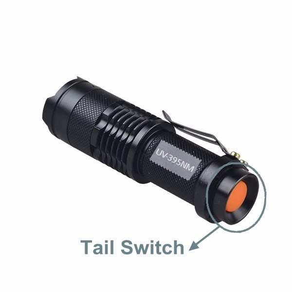 365nm 395nm UV LED Flashlight Mini Zoomable Flashlight Tactical Portable Torch