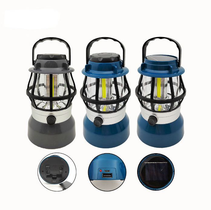 Outdoor Waterproof Dimmable Solar Powered LED Camping Light USB Rechargeable Tent Light With Flame Lights