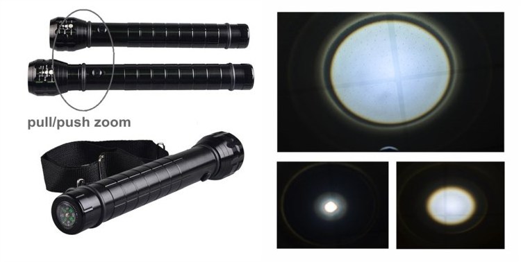 Matt Black Metal Aluminum D Cell Battery Zoom Focus Photo Lamp Q5 LED Flashlight