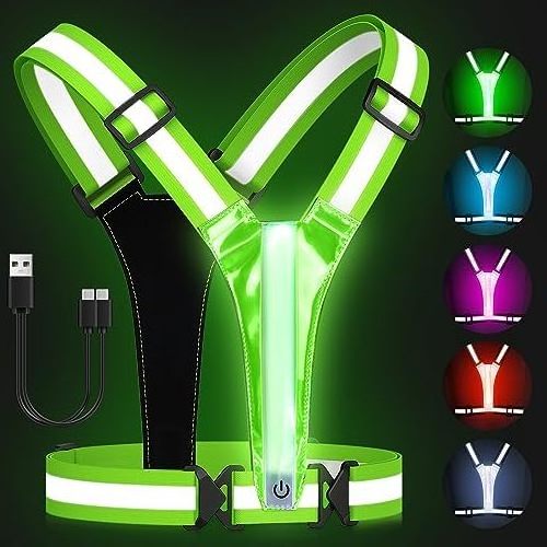 USB Charging Lightweight 3 Modes Led Running Safety Reflective Vest LED USB Night running lights for runners