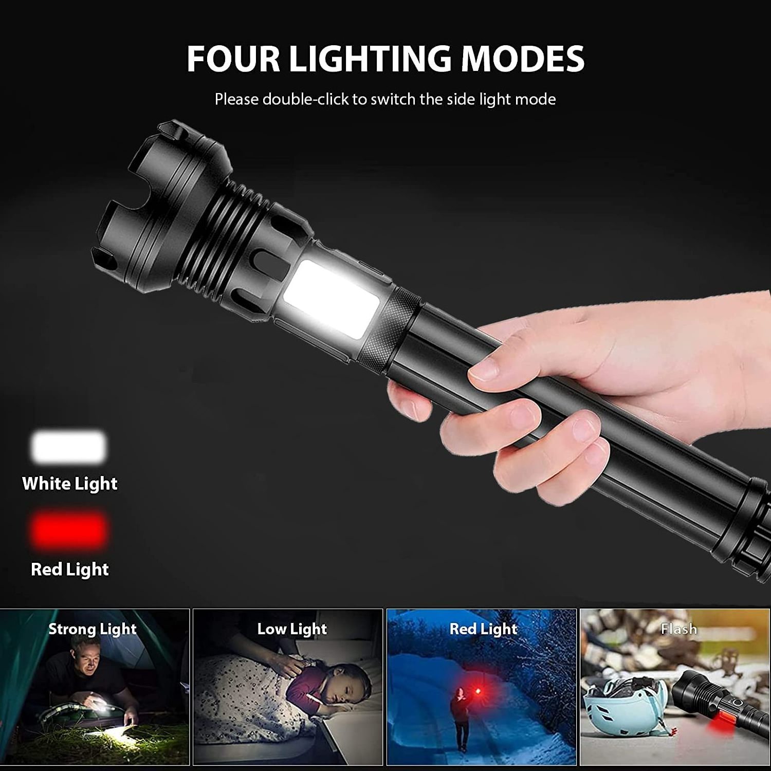 USB Rechargeable Powerful 90000 Lumen Flashlight With 10000 mah Battery High Power P90 LED Tactical Flashlight For Camping