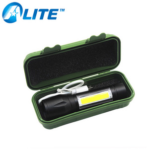 3W LED COB Micro USB Rechargeable Mini Led Flashlight Zoom Torch Light