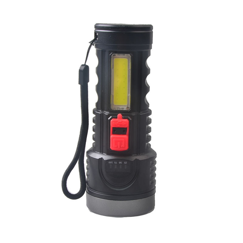 Super Bright Outdoor Portable Flashlight USB Rechargeable Searchlight ABS Plastic With COB