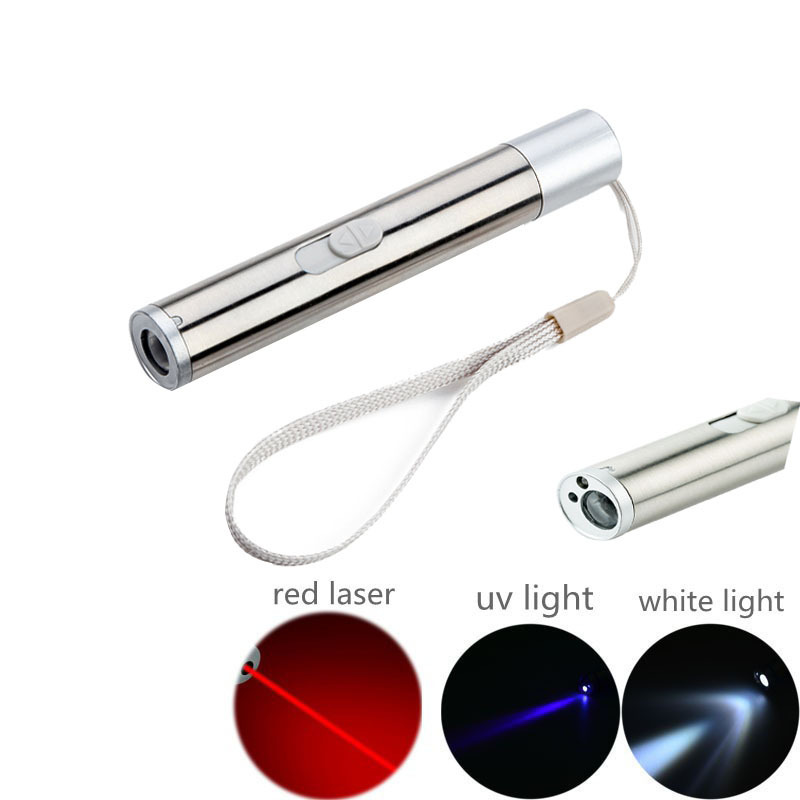 3 in 1Cat Toy Laser Cat Teaser Red Dot Infrared USB Charging Multifunctional USB UV Penlight with UV  Red Laser