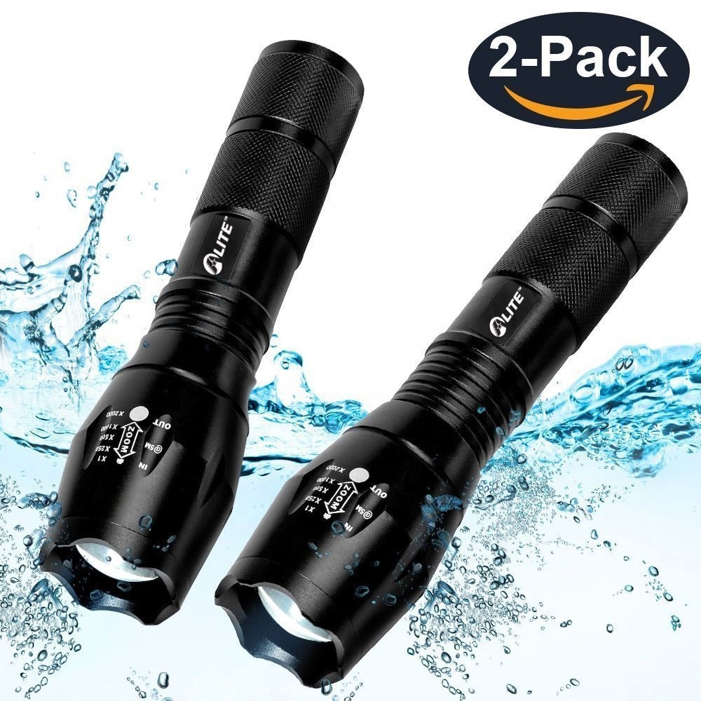 Wholesale 2 Pack G700 Waterproof 5 Modes 10W XML T6  LED Zoom Tactical Flashlight For Camping Home Emergency