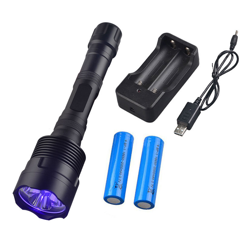 High Power 30watt Rechargeable 365nm 395nm UV LED Flashlight Heavy Duty Black Material UV Light