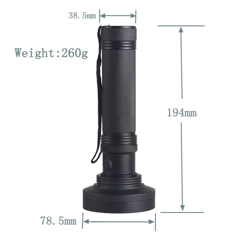 100 LED UV Flashlight with Rubber Handle Germ Detector 395nm UV Blacklight Torch Aluminum Body AA Battery Power IP65 Rating