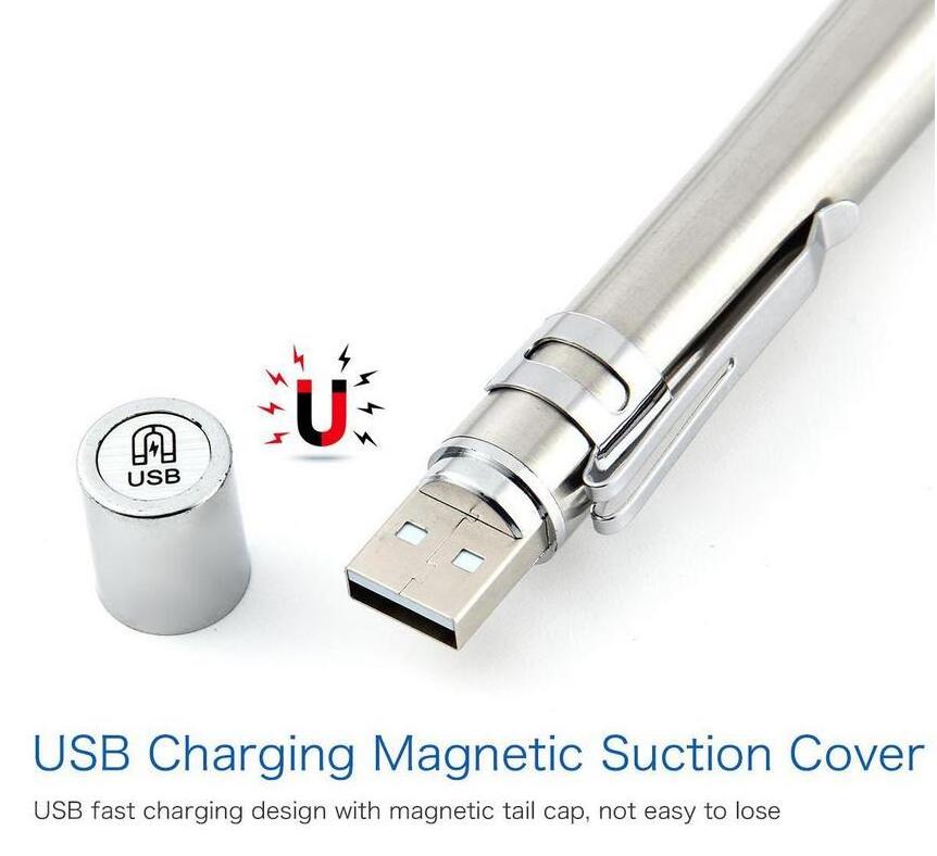 Stainless Steel Pen Flashlight USB Rechargeable Doctor Medical Pen Torch Custom LED Pen Light