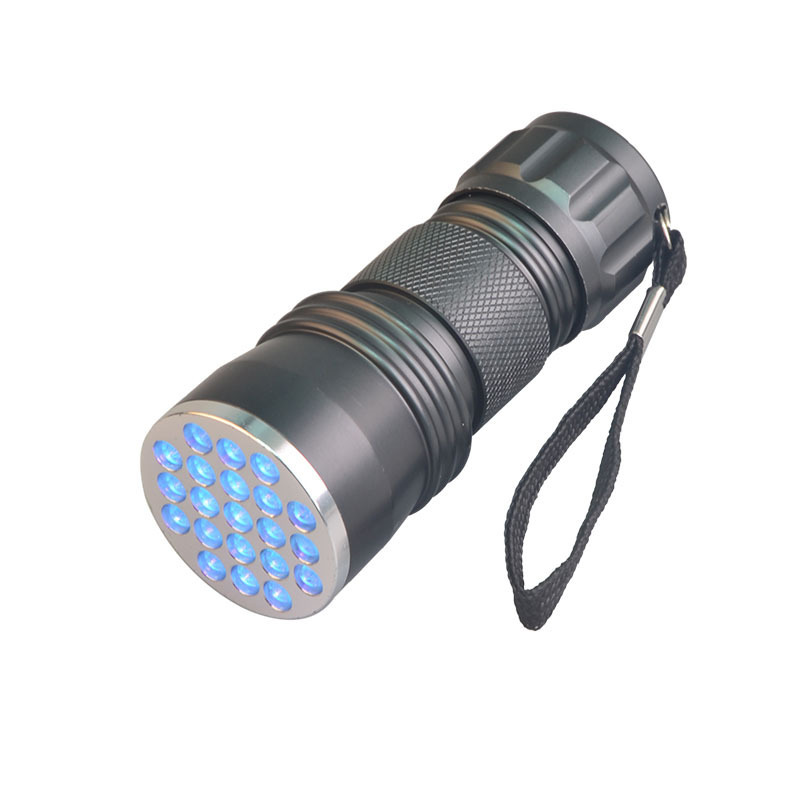 Aluminum Alloy 21 LED 395nm UV LED Flashlight  Emergency Outdoor Torch For Money Detector