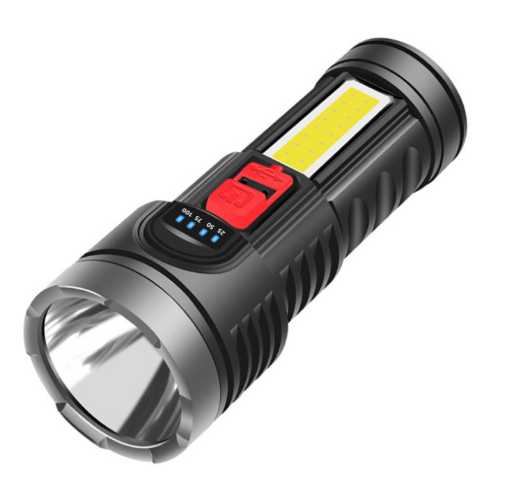 Super Bright Outdoor Portable Flashlight USB Rechargeable Searchlight ABS Plastic With COB