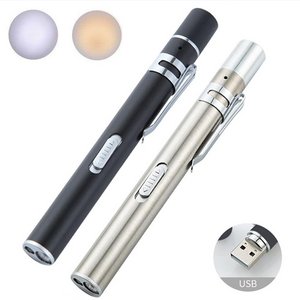 Nurse Penlight Stainless Steel USB Rechargeable LED Medical Pen Light for Students Doctors Warm White Cool White Flashlight