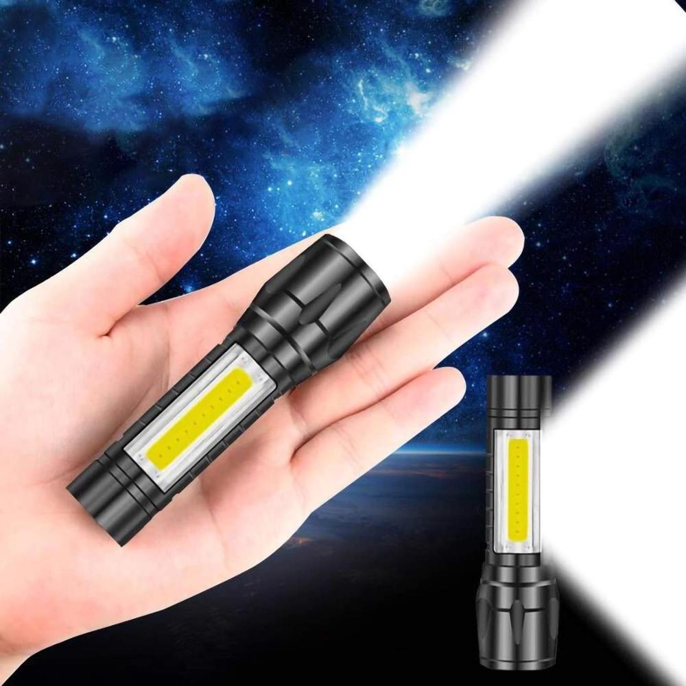 Mini LED Flashlight Tactical Pocket COB LED Torch 500 Lumen Zoomable 4 Modes Micro Rechargeable LED Flashlight