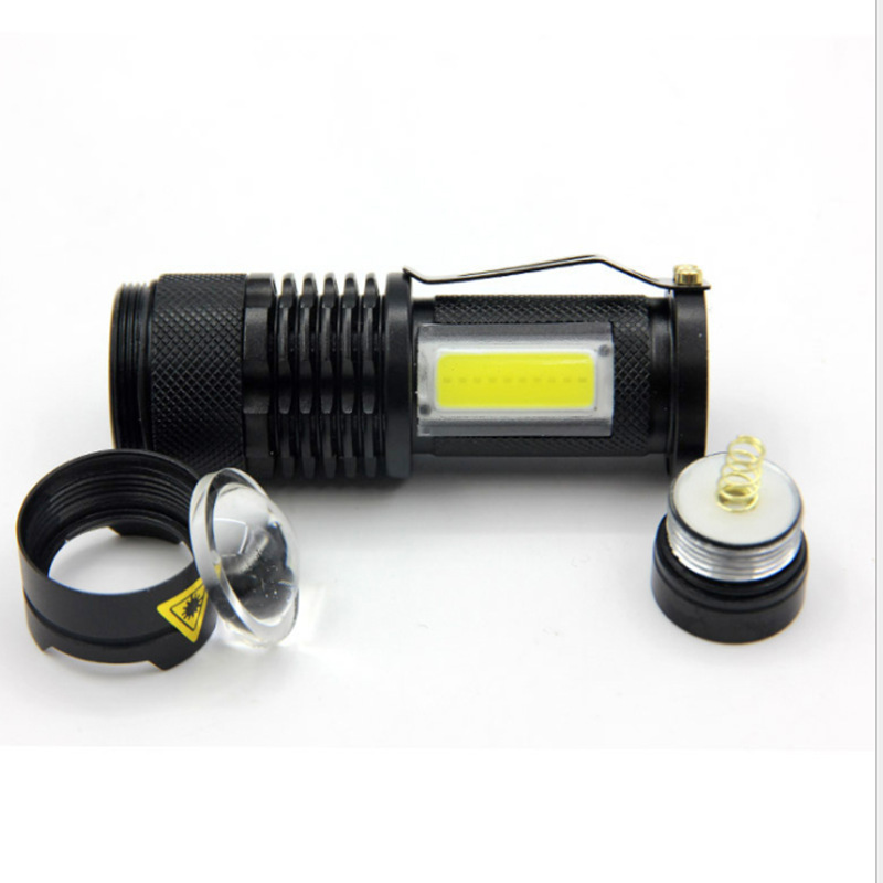 Kids flashlights mini Zoom LED Flashlight COB lampe torche light Use AA Dry Battery with Pocket Clip