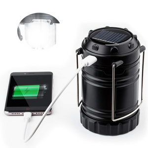 Collapsible Portable 6 LED Camping Lantern Outdoor Solar USB Rechargeable Flashlight Emergency Light For Hiking